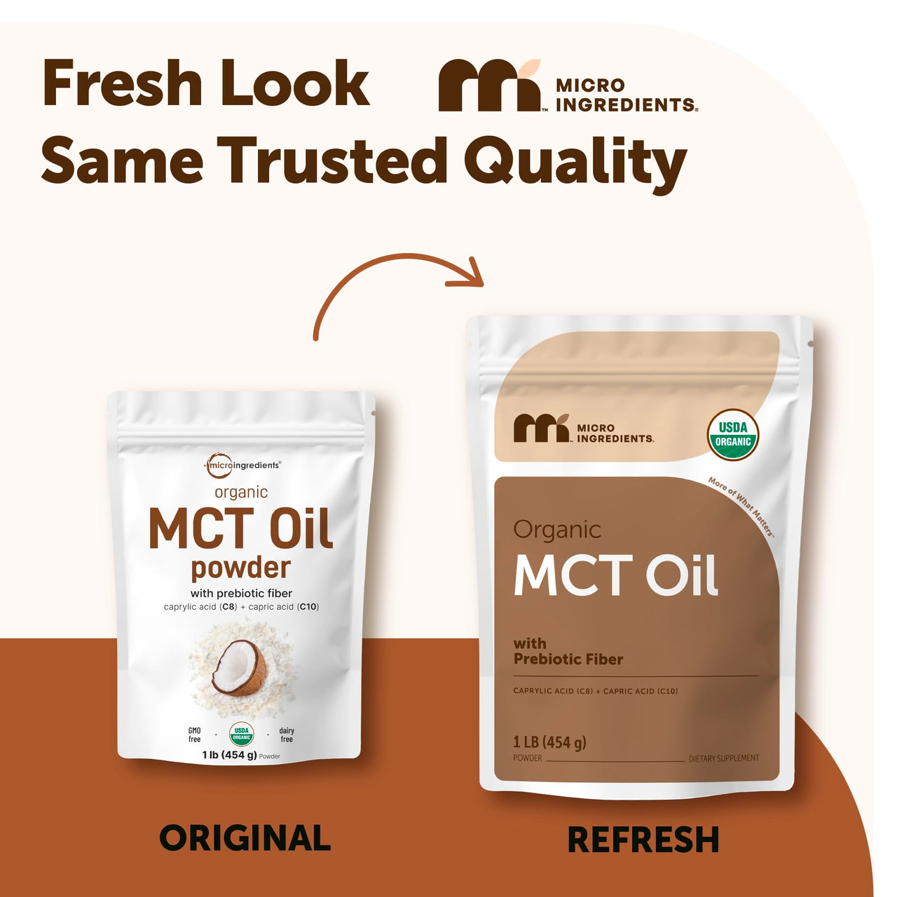 Micro Ingredients Organic MCT Oil Powder with Prebiotic Fiber,1 Pound (16 Ounce) | C8 MCT Oil for Coffee Creamer | No GMOs, Keto Diet, Vegan