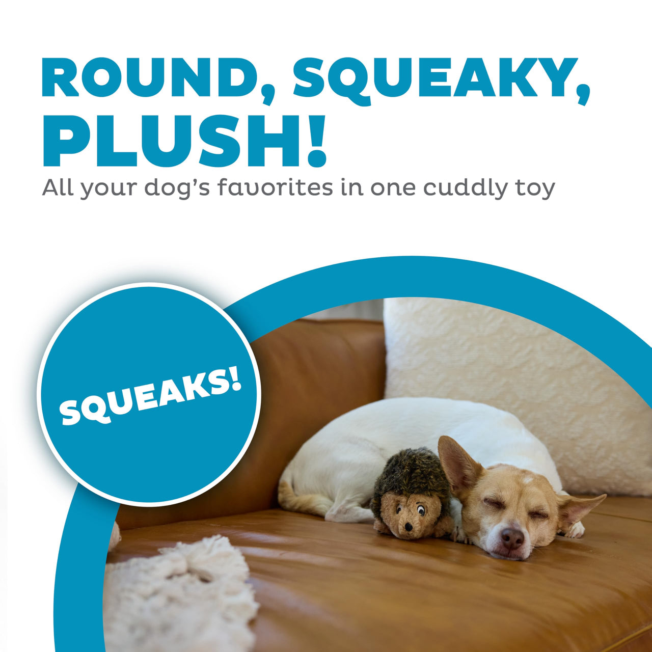 Outward Hound Hedgehogz Stuffed Dog Toy – Soft Plush Hedgehog, Squeaks, 6" x 4" x 4.5"