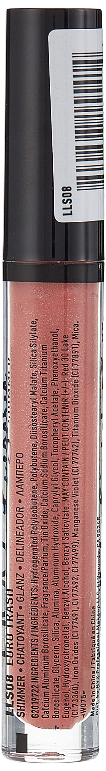 NYX PROFESSIONAL MAKEUP Lip Lingerie Shimmer, Lip Gloss - Euro Trash, Dark Pink-Brown