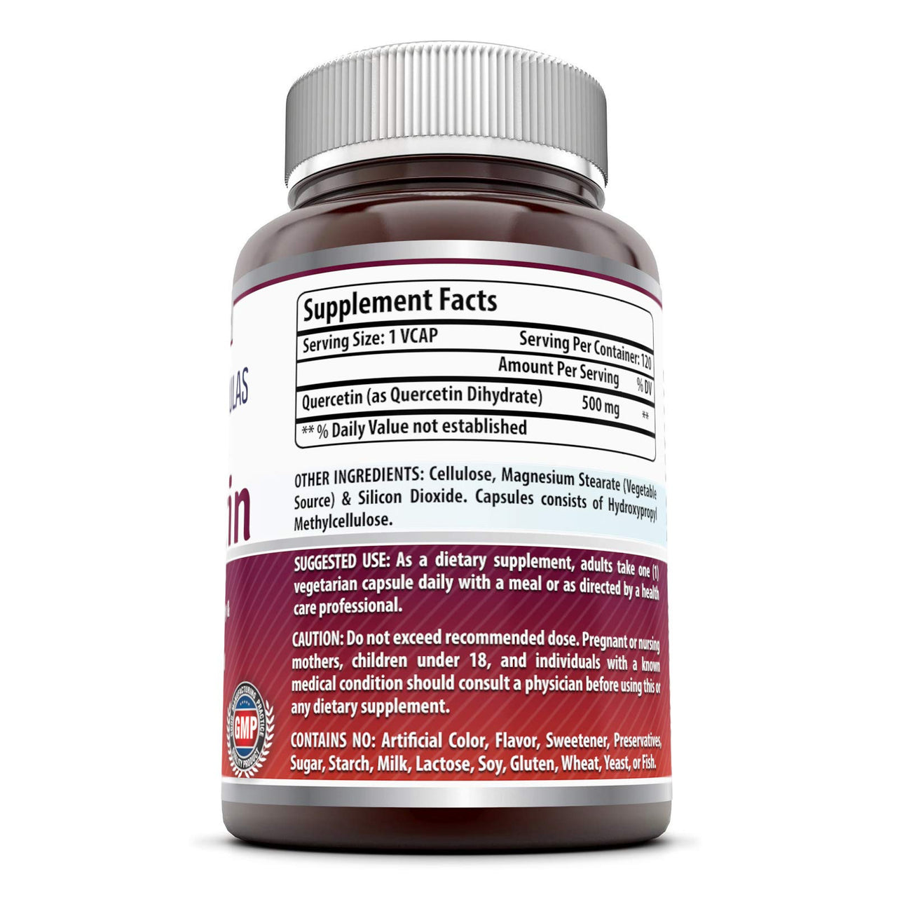 Amazing Formulas Quercetin 500mg 120 Veggie Capsules Supplement - Non-GMO - Gluten Free - Supports Overall Health & Well Being