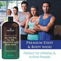 Thumbnail for First Botany, ALL Natural Body Wash - Fights Body Odor, Athlete's Foot, Jock Itch, Nail Issues, Dandruff, Acne, Eczema, Shower Gel for Women & Men, Skin Cleanser -16 fl oz (Tea Tree Eucalyptus)