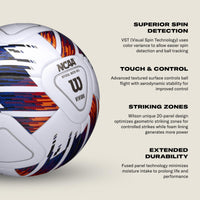 Thumbnail for WILSON NCAA Vivido Match Soccer Ball - Size 5, Yellow/Orange/Purple