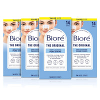 Thumbnail for Bioré Original Blackhead Remover Strips, Deep Cleansing Nose Strips With Instant Pore Unclogging, Features C-Bond Technology, Oil-Free, Non-Comedogenic Use, 14 Count, Pack of 4
