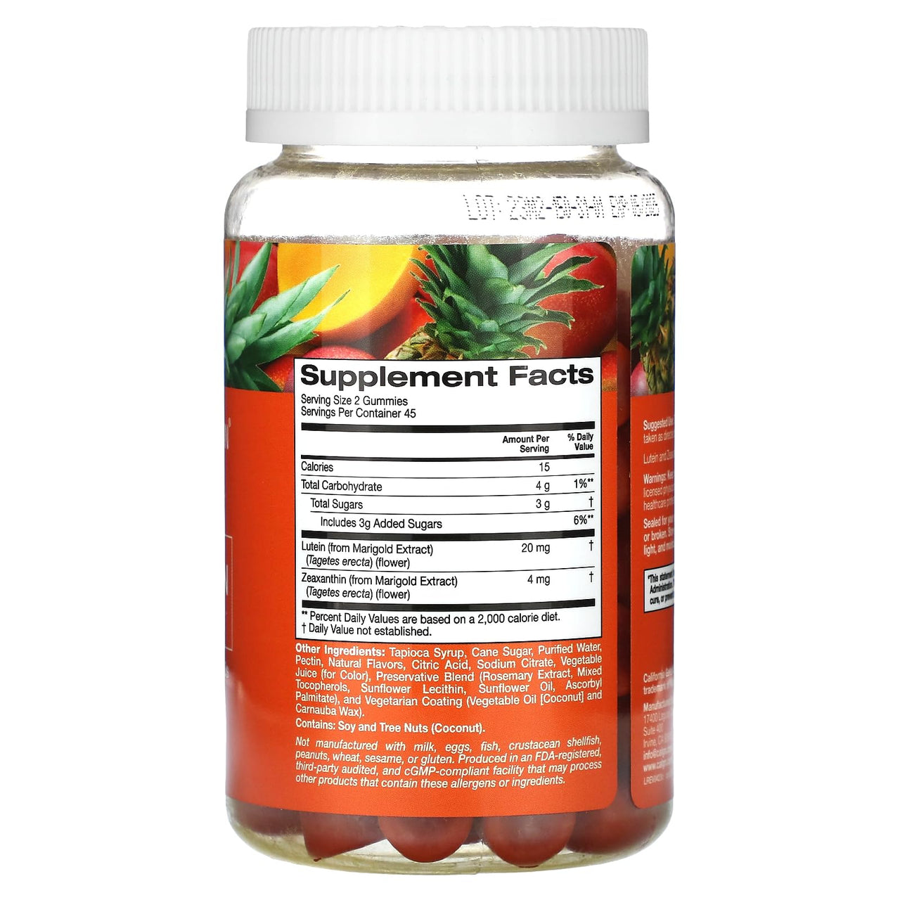 California Gold Nutrition Lutein and Zeaxanthin Gummies, Tropical, 90 Vegetarian Gummies, 1 Count (Pack of 1)