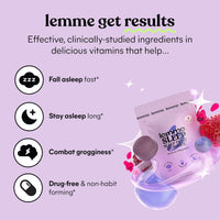 Thumbnail for Lemme Sleep, Debloat & Purr Variety Sampler Pack | Melatonin & Magnesium for Sleep | Probiotics & Prebiotics for Bloating | Vaginal Probiotic & Pineapple Gummies - Gluten-Free, Non-GMO - 14ct
