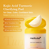 Thumbnail for medicube Kojic Acid Turmeric Clarifying Toner Pad for Troubled Skin & Use After Spot Care, Soothing & Calming with Kojic Acid, Turmeric, Niacinamide & Glycolic Acid, Korean Skin Care, 70 Pads, 1 Pack