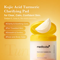 Thumbnail for medicube Toner Pads Kojic Acid Turmeric Clarifying Toner Pad for Troubled Skin & Use After Spot Care, Soothing with Kojic Acid, Turmeric, Niacinamide, Glycolic Acid, Korean Skin Care, 70 Pads (1 Pack)