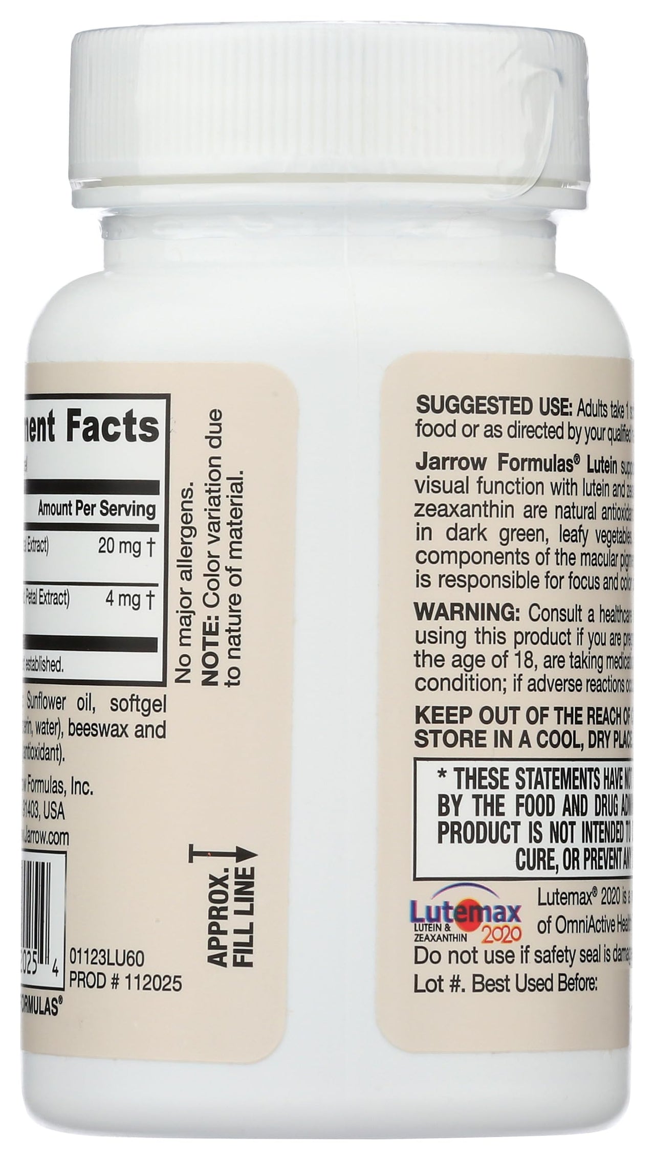 Jarrow Formulas, Lutein 20Mg, 60 Count