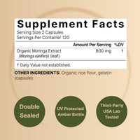 Thumbnail for NatureBell Pure Moringa Capsules 8,000mg Per Serving (2 Pack) | Made with Moringa Powder Organic, 480 Capsules – Green Superfood, Skin Health, & Immune Support – Non-GMO, Gluten Free, 8 Month Supply