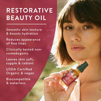 Thumbnail for Badger Rose Face Oil, 100% Organic Face Moisturizer, Nourishing & Soothing Organic Jojoba Oil & Rose Oil, Vegan Antioxidant Rich Moisturizing Facial Oil, 1 fl oz Glass Bottle
