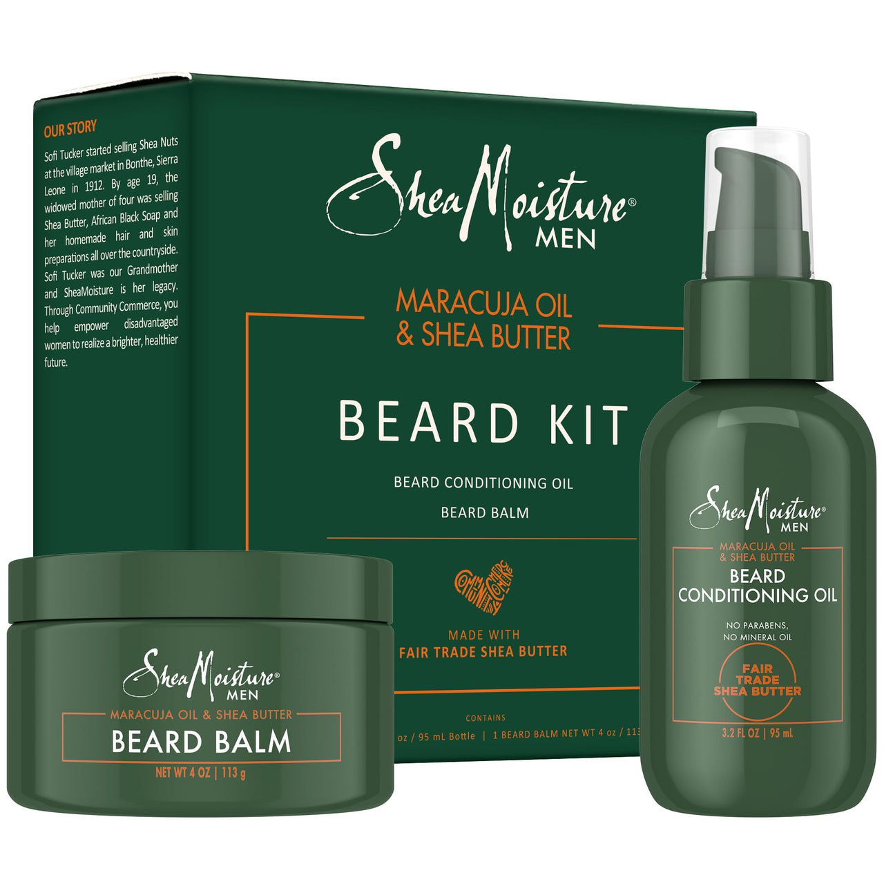 Shea Moisture Beard Care Gift Set – Natural Beard Oil & Beard Balm Scented with Essential Oils, Gift for Men (2 Piece Set)