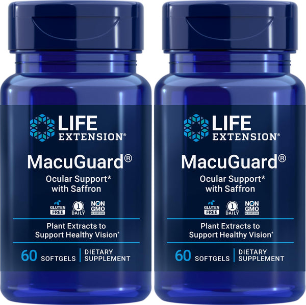 Life Extension MacuGuard Ocular Support with Saffron, 60 softgels (Pack of 2)