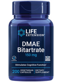 Thumbnail for Life Extension DMAE Bitartrate, Supports neurotransmitter Production, 6-Month Supply, Gluten-Free, Non-GMO, Vegetarian, 200 Capsules