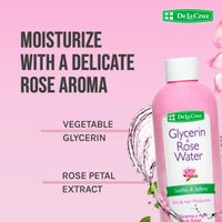 Thumbnail for De La Cruz Rose Water and Glycerin for Face - Rosewater Facial Toner and Moisturizer for Skin and Hair 8 fl oz. (236 mL) - 1 Bottle