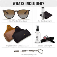 Thumbnail for Ray-Ban RB4171 ERIKA CLASSIC POLARIZED Phantos Shaped Sunglasses for Men & Women – Includes Official Rayban Eyewear Kit – Ideal Formal & Casual Wear Sunglasses – Brown Lens