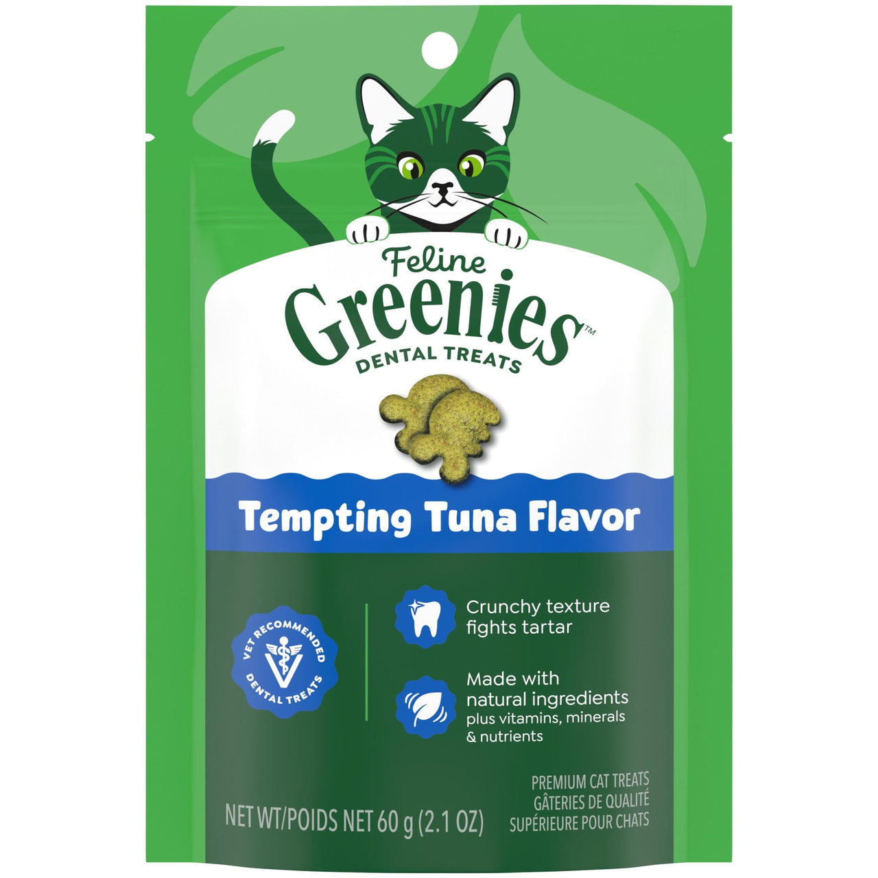 Greenies Cat Treats, Veterinarian-Recommended Adult Natural Dental Cat Treats, Tempting Tuna Flavor, 2.1 oz. Pack