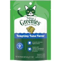 Thumbnail for Greenies Cat Treats, Veterinarian-Recommended Adult Natural Dental Cat Treats, Tempting Tuna Flavor, 2.1 oz. Pack