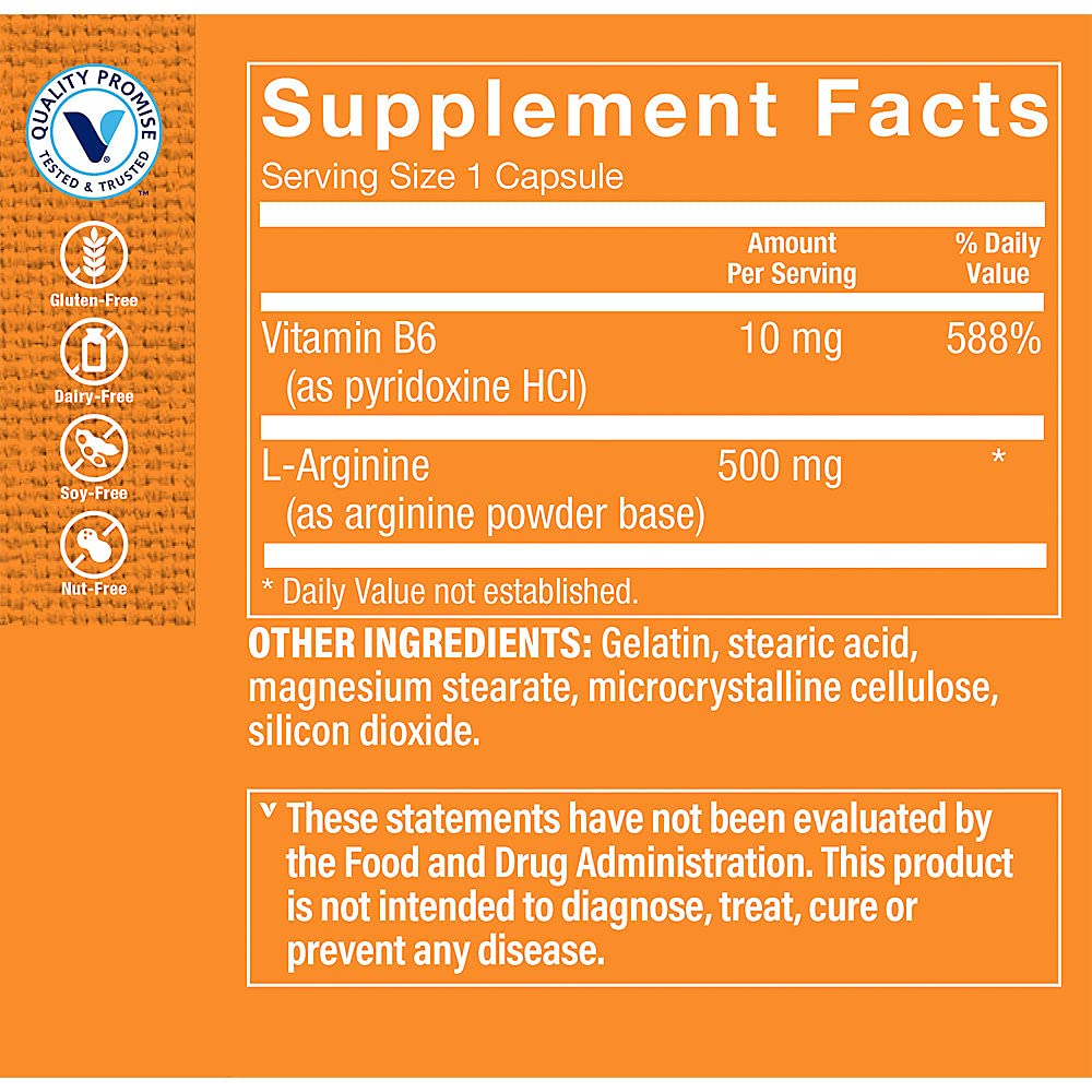 The Vitamin Shoppe L-Arginine 500MG - Nitric Oxide Production, Circulation & Exercise Performance Support (300 Capsules)