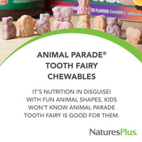Thumbnail for NaturesPlus Animal Parade Tooth Fairy Children's Chewables - Natural Vanilla Flavor - 90 Animal-Shaped Tablets - Dental Health Supplement - Vegetarian, Gluten Free - 45 Servings