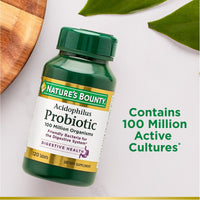 Thumbnail for Nature's Bounty Acidophilus Probiotic, Daily Probiotic Supplement, Digestive Health, 200 Tablets, Twin Pack