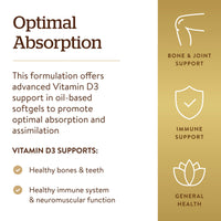 Thumbnail for Solgar Vitamin D3 (Cholecalciferol) 25 MCG (1000 IU), 250 Softgels - Helps Maintain Healthy Bones & Teeth - Immune System Support - Non-GMO, Gluten-Free, Dairy Free - 250 Servings