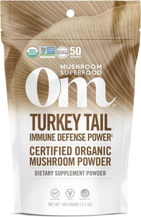 Thumbnail for Om Mushroom Superfood Turkey Tail Organic Mushroom Powder, 3.5 Ounce, 50 Servings, Immune Support, Polysacchrides, Beta-Glucans, Gut Health & Holistic Defense Mushroom Supplement