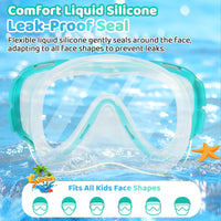 Thumbnail for Vvinca Snorkel Set for Kids 3-14, Dry Top Snorkeling Gear for Boys Girls Youth, Panoramic View Swim Goggles with Nose Cover & Anti-Fog Lens, Junior Scuba Diving Mask with Adjustable Soft Fabric Strap