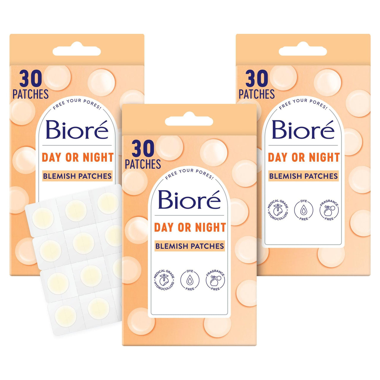 Biore Pimple Patches, Cover & Conquer Blemish Patch, Medical Grade Ultra-Thin Hydrocolloid for Covering Zits and Blemishes, HSA/FSA Approved, 30 Count (Pack of 3)