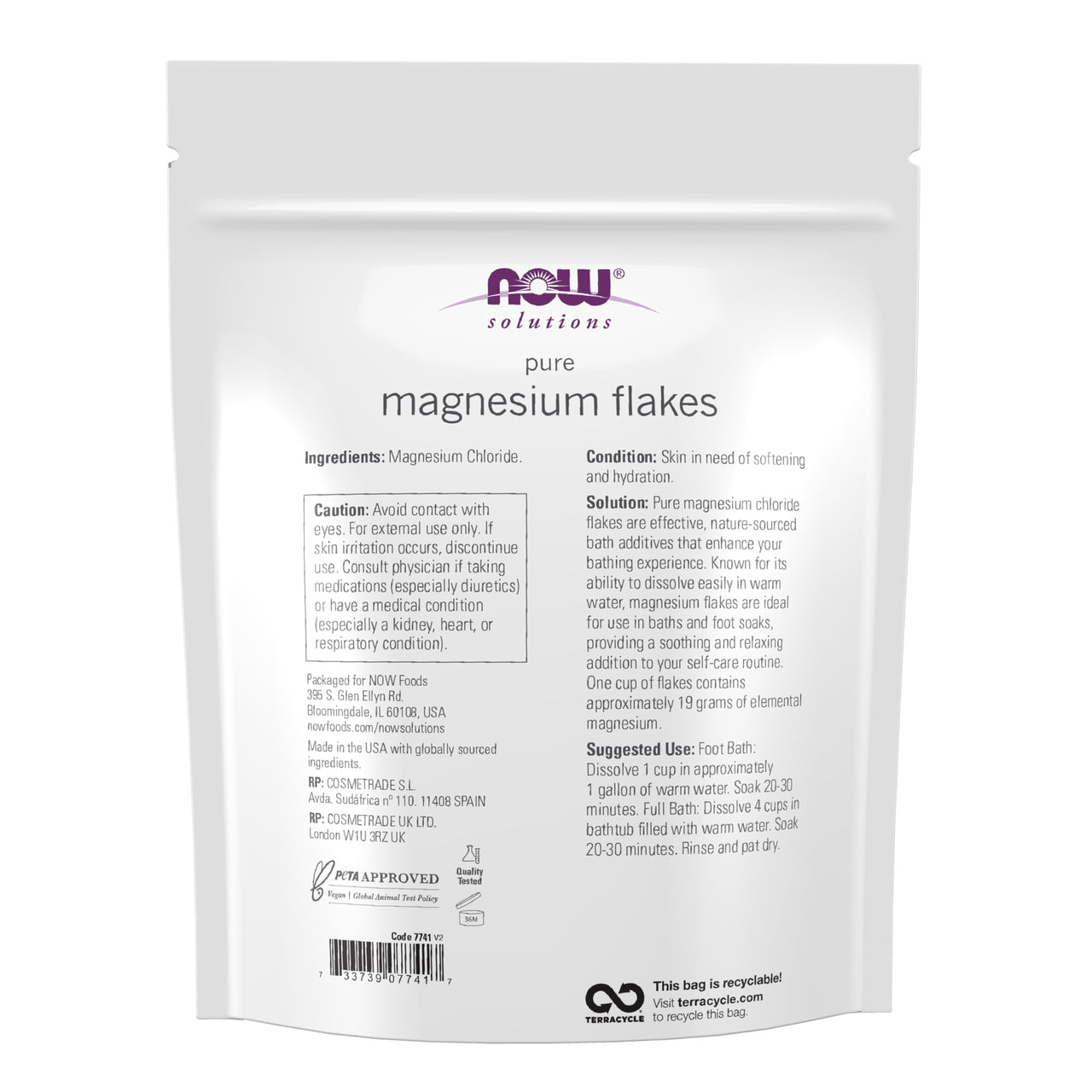 Now Solutions, Magnesium Flakes, Pure, from The Ancient Zechstein Seabed, Highly Concentrated, 26.5-Ounce