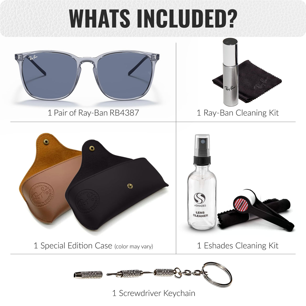 Ray-Ban RB4387 Square Shaped Non-Polarized Sunglasses for Men & Women – Includes Official RAYBAN Eyewear Kit – Ideal Formal & Casual Wear Sunglasses – Dark Blue Lens