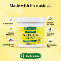 Thumbnail for De La Cruz Arnica Salve Foot Care Cream for Dry Cracked Heels & Feet, Skin Care, Hand Salve, 24 Hour Moisture Balm, JUMBO 5.5 OZ