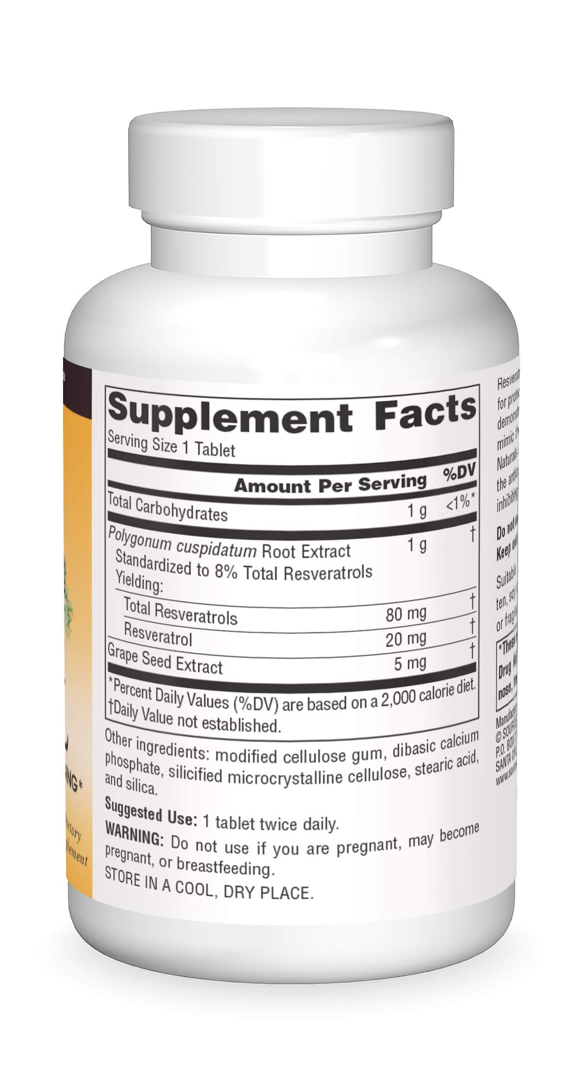 Source Naturals Resveratrol, for Heart and Healthy Aging*, 80mg - 60 Tablets