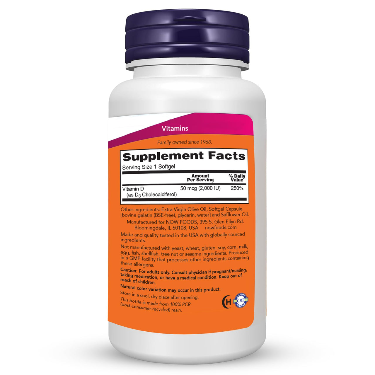 NOW Foods - Vitamin D-3 2000 IU High Potency, Structural Support* 360 softgels