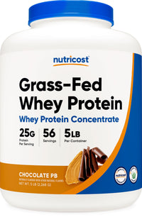 Thumbnail for Nutricost Grass-Fed Whey Protein Concentrate (Chocolate Peanut Butter) 5LBS