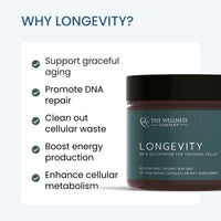 Thumbnail for The Wellness Company Longevity – Mitochondria Efficiency, DNA Repair, Cellular Senescense - NR, Lipsomal Glutathione, Resveratrol, Bifidobacterium 15B CFU | 60ct (1 Month Supply)