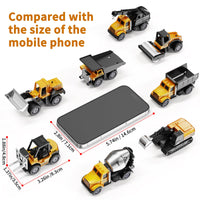 Thumbnail for HONGTUO Alloy Mini Construction Vehicles, 8Pcs Die-cast Construction Toys Set, Excavators Mixer Truck Bulldozers Forklift Dump Truck, Pull Back Car Toys for Toddlers Kids Boys & Girls