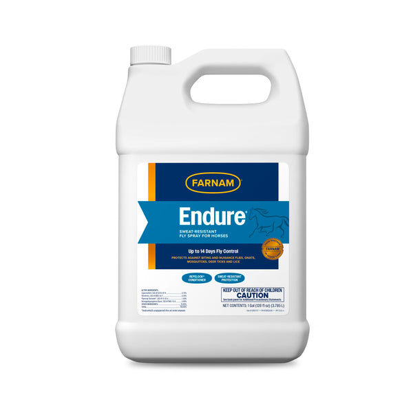 Farnam Endure Sweat-Resistant Fly Spray for Horses, Sweat-Rsistant Formula Lasts Up to 14 Days, Kills and Repels Against Flies, Gnats, Mosquitoes, Ticks & Lice, 128 oz.