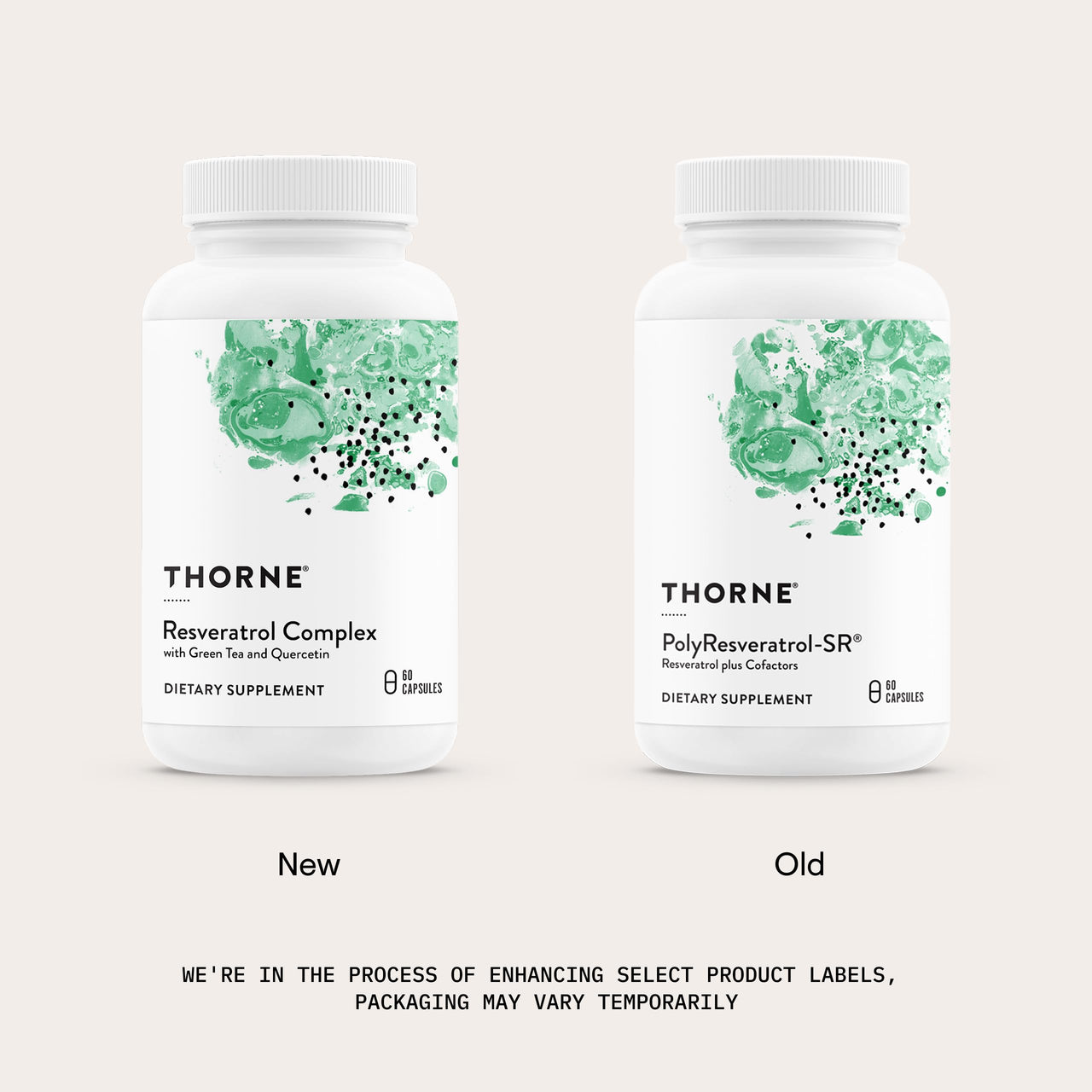 THORNE - Resveratrol Complex (formerly PolyResveratrol-SR) - Supports Healthy Aging* - Trans-Resveratrol Supplement with Green Tea, Quercetin & Curcumin Phytosome - Third-Party Certified - 60 Capsules