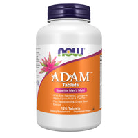 Thumbnail for NOW Foods Supplements, ADAM™ Men's Multivitamin with Saw Palmetto, Lycopene, Alpha Lipoic Acid and CoQ10, Plus Natural Resveratrol & Grape Seed Extract, 120 Tablets