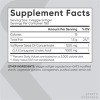 Thumbnail for Sports Research Vegan CLA - 1250mg with Active Conjugated Linoleic Acid for Men & Women | Non-GMO, Soy & Gluten Free - 80% (180 Softgels)