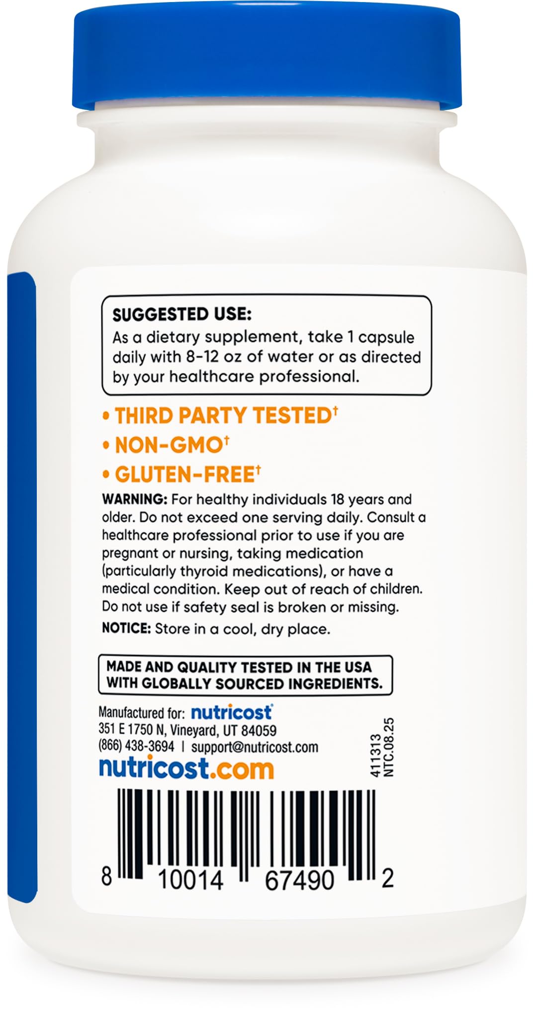 Nutricost Iodine (Natural Iodine from Organic Sea Kelp) 325mcg, 120 Capsules, Vegetarian, Non-GMO & Gluten Free