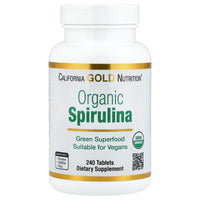 Thumbnail for Organic Spirulina Supplement by California Gold Nutrition, Featuring a Green Superfood with Antioxidants, Vegan Friendly, Gluten Free, Non-GMO, 500 mg, 240 Tablets