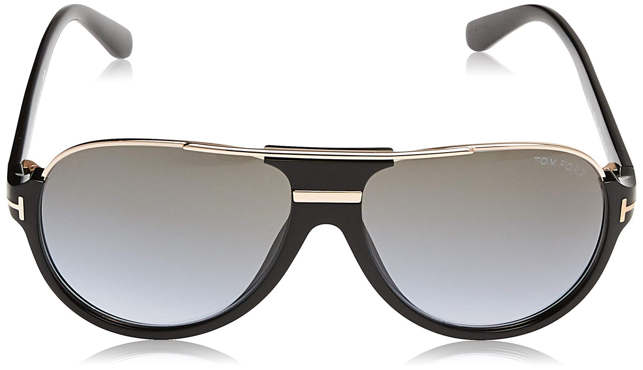 Tom Ford Modern Rectangular Sunglasses, Black (Nero Lucido/Verde Grad), 59