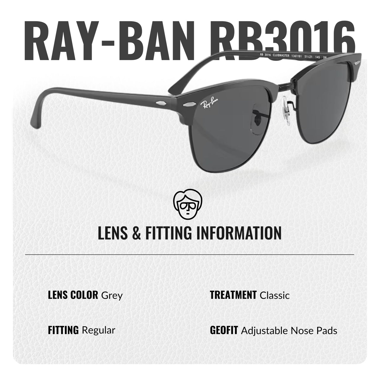Ray-Ban RB3016 CLUBMASTER CLASSIC Square Shaped Non-Polarized Sunglasses for Men & Women – Includes Official RAYBAN Eyewear Kit – Ideal Formal & Casual Wear Sunglasses – Dark Grey Lens
