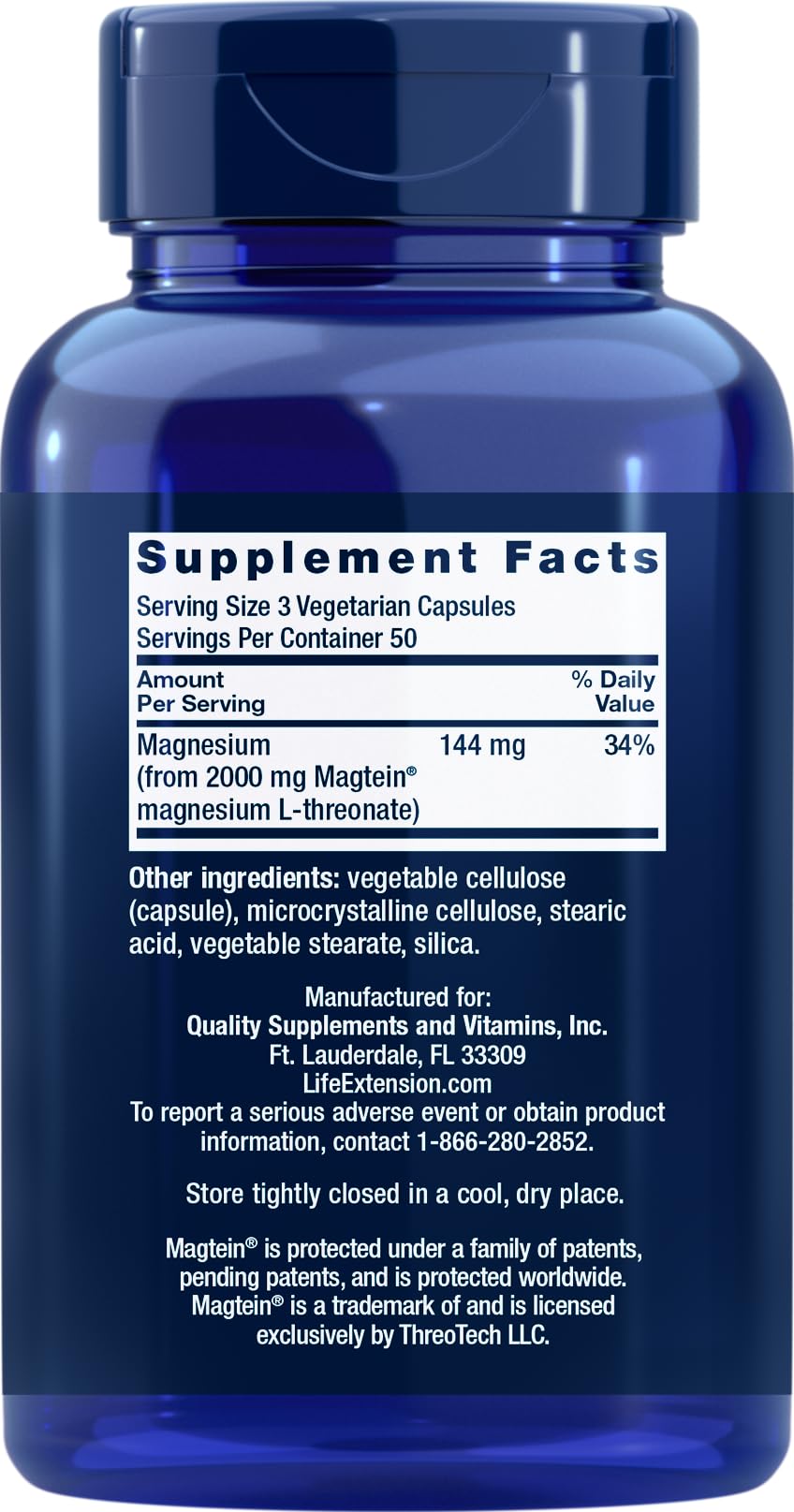 Life Extension Neuro-Mag 150 Vegetarian Capsules (Pack of 2), Magnesium L-Threonate, Magtein Supplement