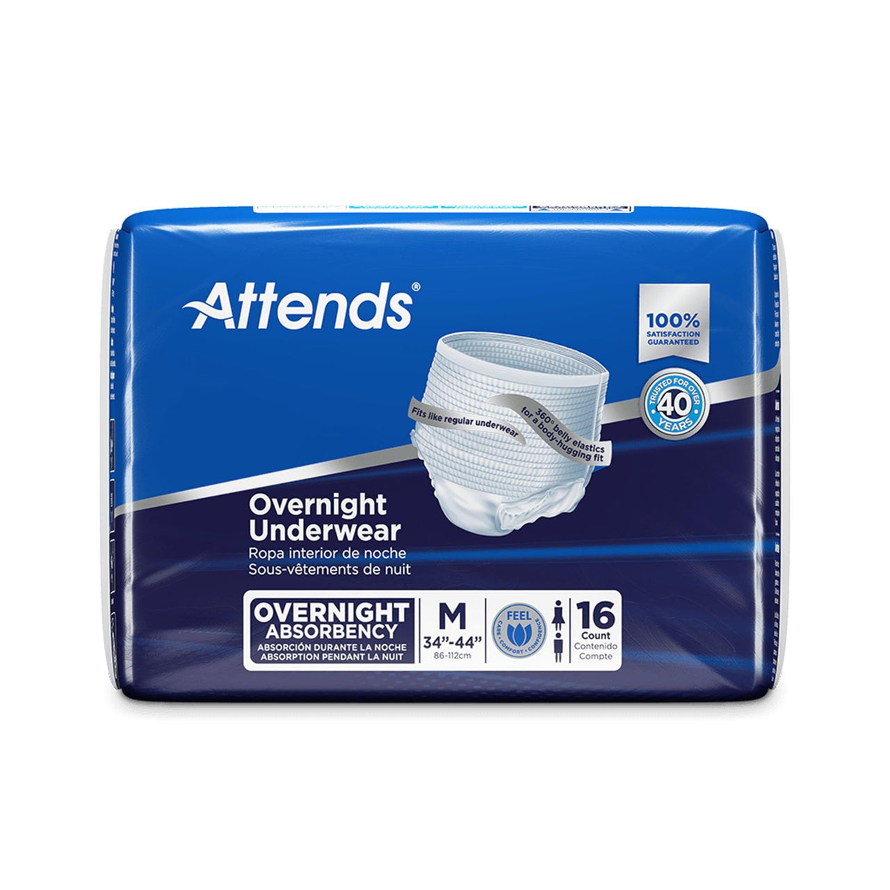 Attends Overnight Disposable Underwear Pull On with Tear Away Seams Medium, APPNT20, 66, 64 Ct