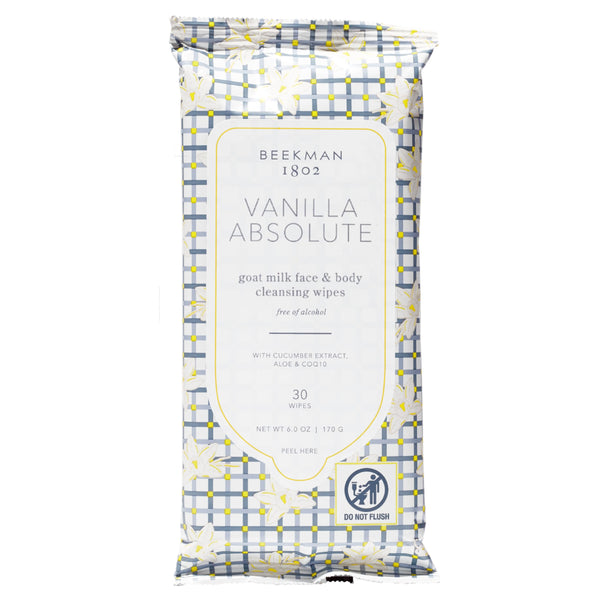 Beekman 1802 Face Wipes – Makeup Remover Wipes for Face, Facial Cleansing Wipes that Remove Makeup & Dirt, Travel Essentials, Face Wipes with Goat Milk & Aloe, Vanilla Absolute 30 Count