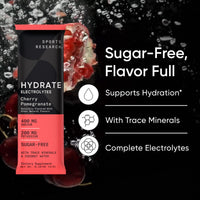 Thumbnail for Sports Research Hydrate Electrolytes Dynamic Duo - Sugar-Free & Naturally Flavored with Vitamins, Minerals, and Coconut Water - 32 Hydration Packets of Cherry Pomegranate & Lemon Lime