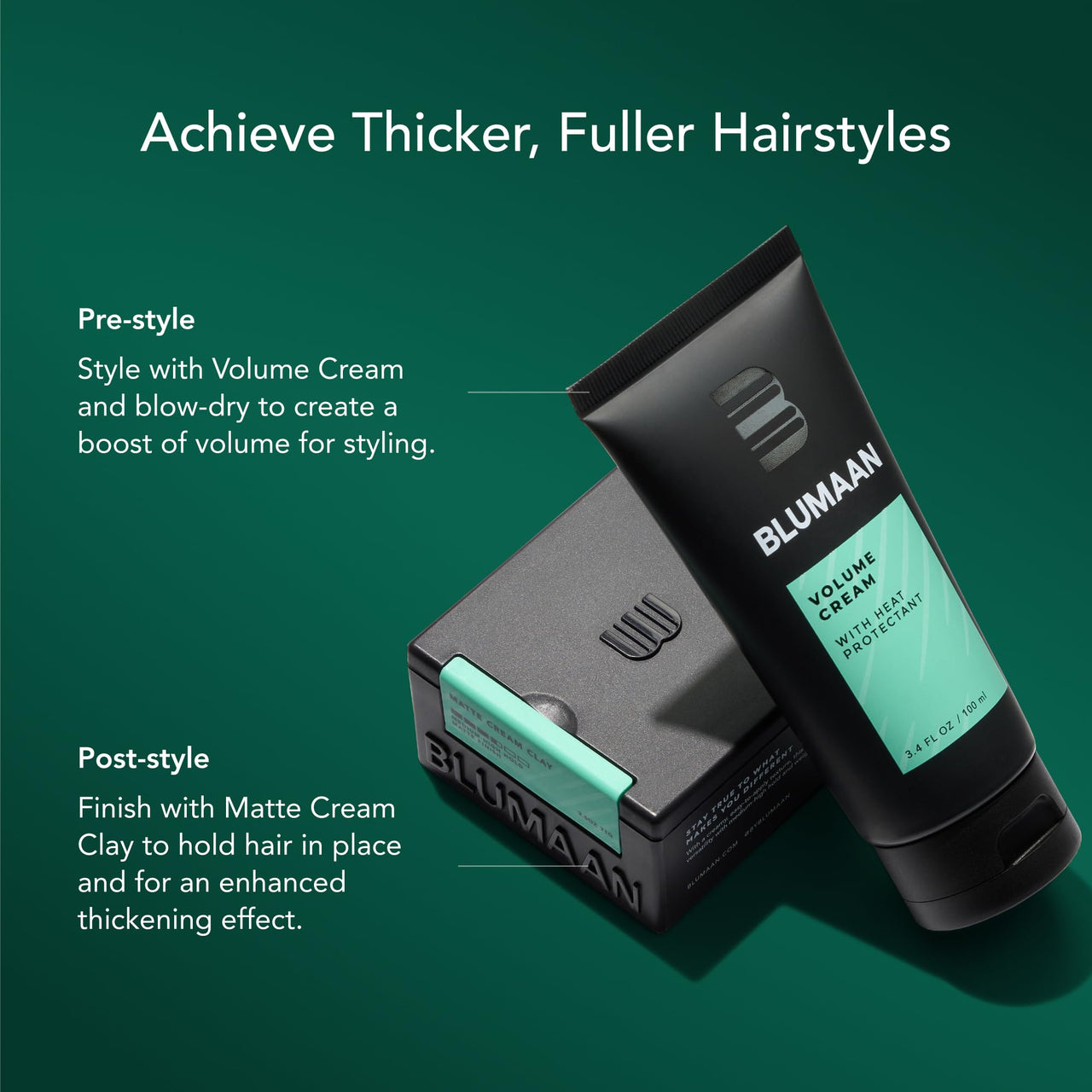 BluMaan Matte Cream Clay - High Hold Matte Finish - Versatile, Easy To Apply, Weightless Control, Nourishing and Cleansing Hair Care Essential with Natural Ingredients - 71 ml/2.5 oz