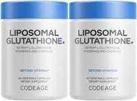 Thumbnail for Codeage Liposomal Glutathione Supplement - Pure Reduced Setria L-Glutathione, Liposomal Delivery, Phospholipid Complex - Vegan, Non-GMO - 2-Pack